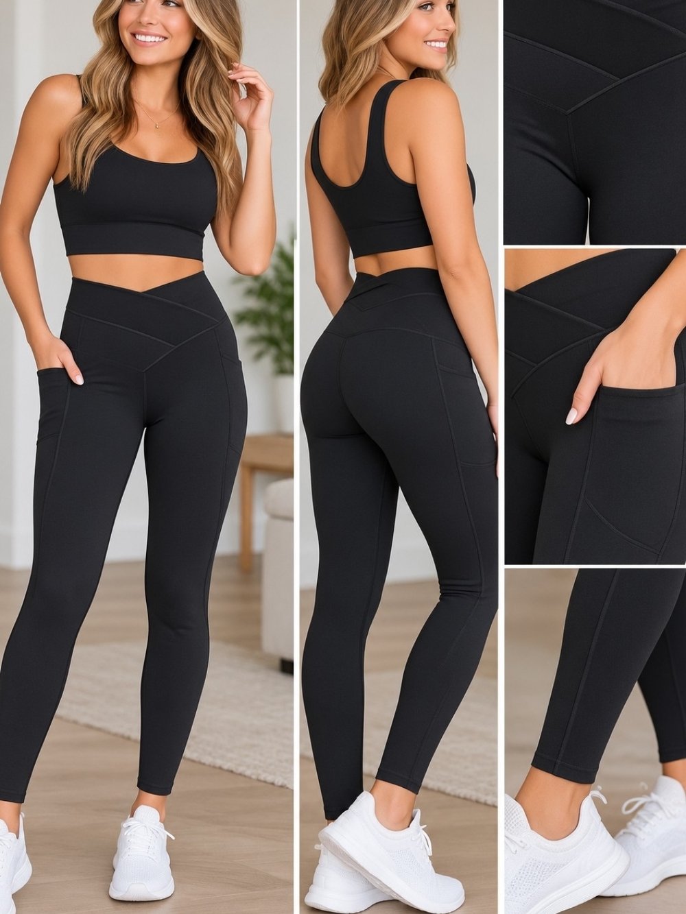 aerie Black High-Waist V-Banded Pocket Leggings